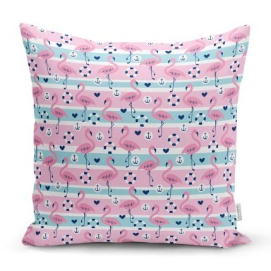 Flamingo Desenli Özel Tasarımlı Dijital Baskılı Modern Yastık Kırlent Kılıfı