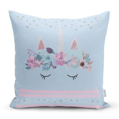 Realhomes Mavi Zeminde Baby Shower Özel Tasarım Modern Yastık Kırlent Kılıfı