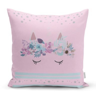 Realhomes Pembe Zeminde Baby Shower Özel Tasarım Modern Yastık Kırlent Kılıfı