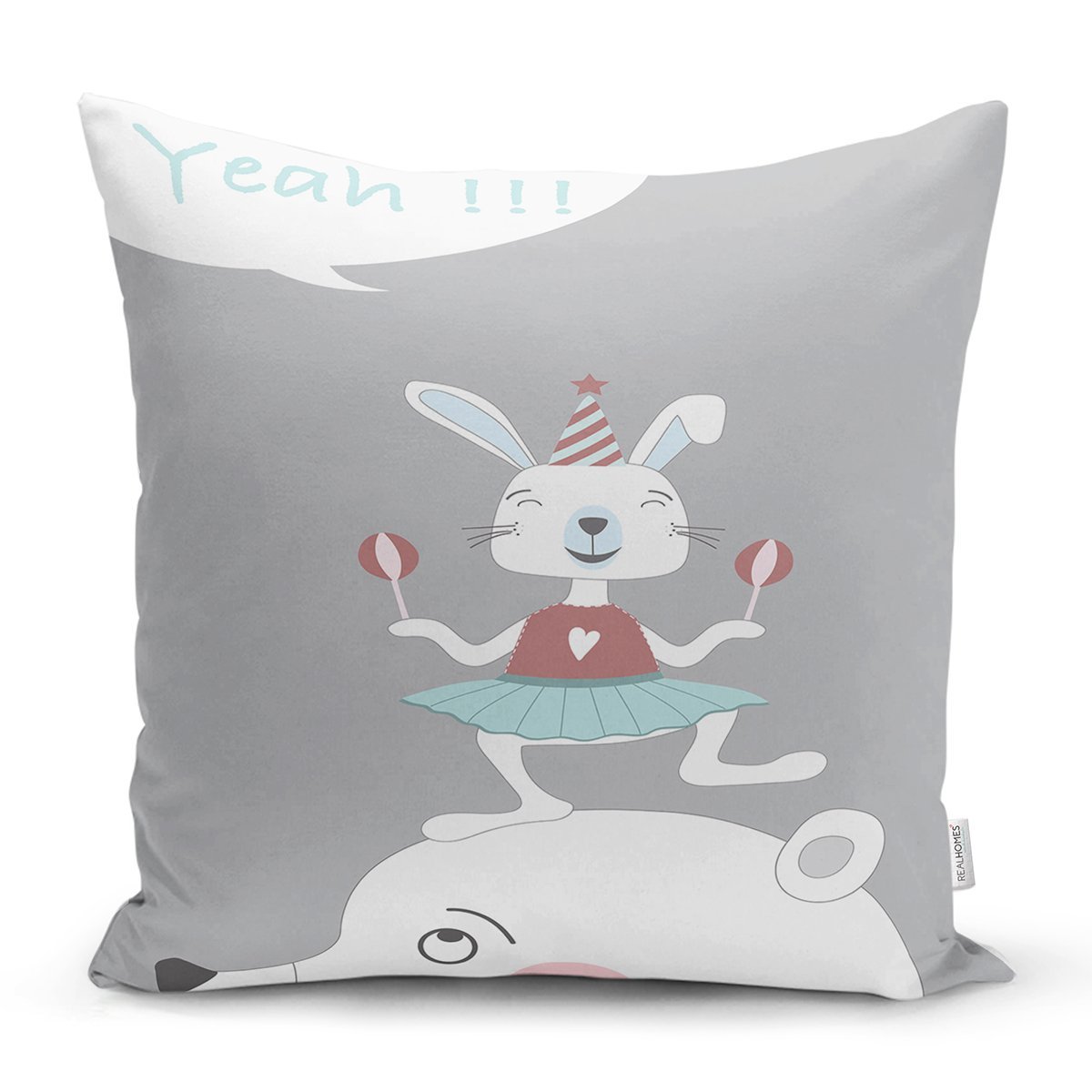 Rh-K4813-Gri-Zeminde-Sevimli-Sirk-Tavsani-Cocuk-Odasi-Yastik-Kirlent-Kilifi