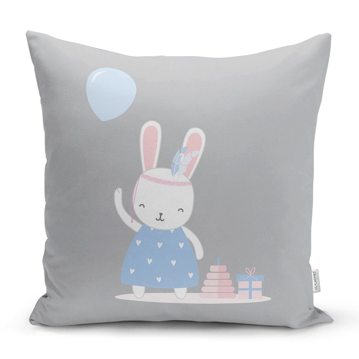 Rh-K4816-Realhomes-Gri-Zeminde-Balonlu-Sevimli-Tavsan-Modern-Yastik-Kirlent-Kilifi