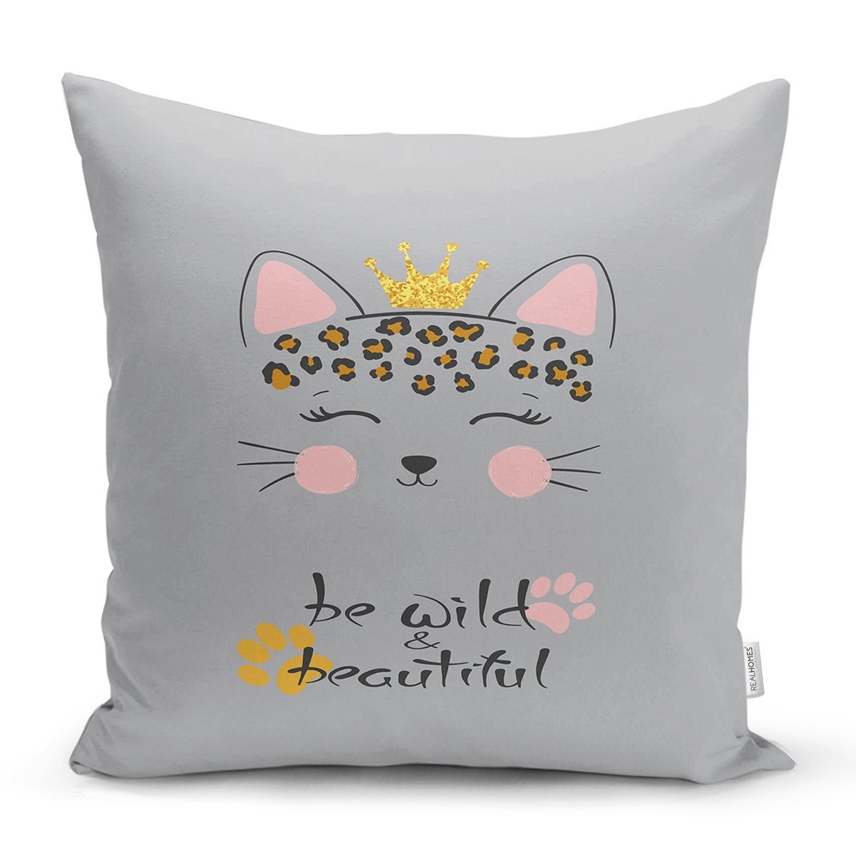 Rh-K4820-Realhomes-Gri-Zeminde-Be-Wild-Beautiful-Temali-Modern-Yastik-Kirlent-Kilifi