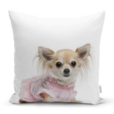 Sevimli Köpek Desenli Dijital Baskılı Modern Yastık Kırlent Kılıfı