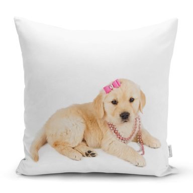 Sevimli Köpek Desenli Dijital Baskılı Modern Yastık Kırlent Kılıfı