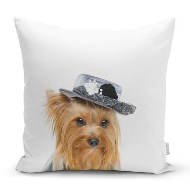 Sevimli Köpek Desenli Dijital Baskılı Modern Yastık Kırlent Kılıfı