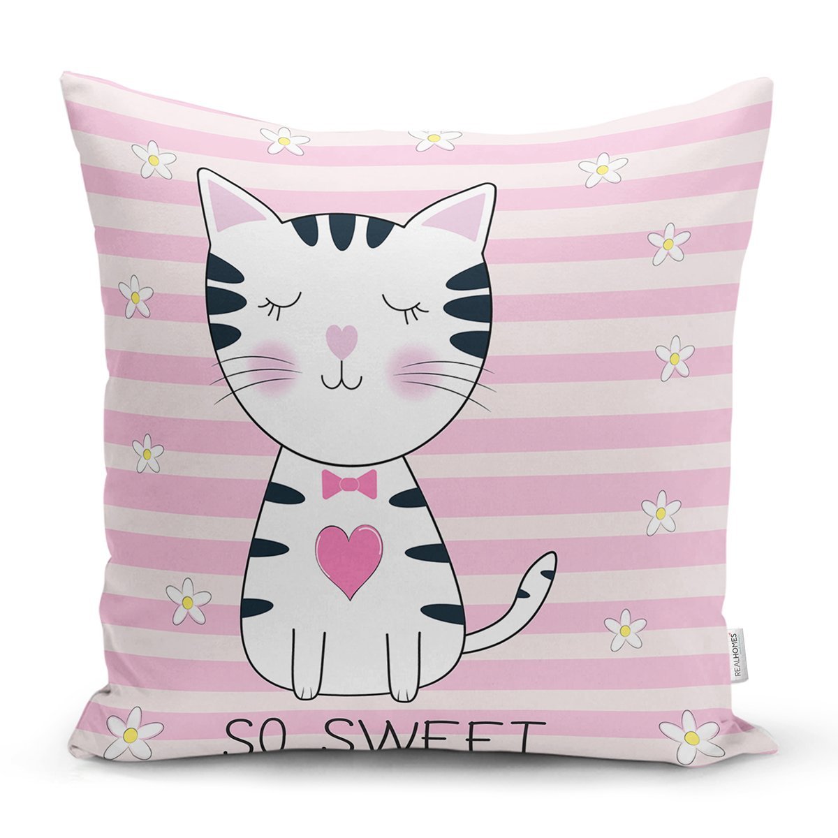 Rh-K5675-So-Sweet-Pembe-Cizgili-Sevimli-Kedi-Modern-Yastik-Kirlent-Kilifi
