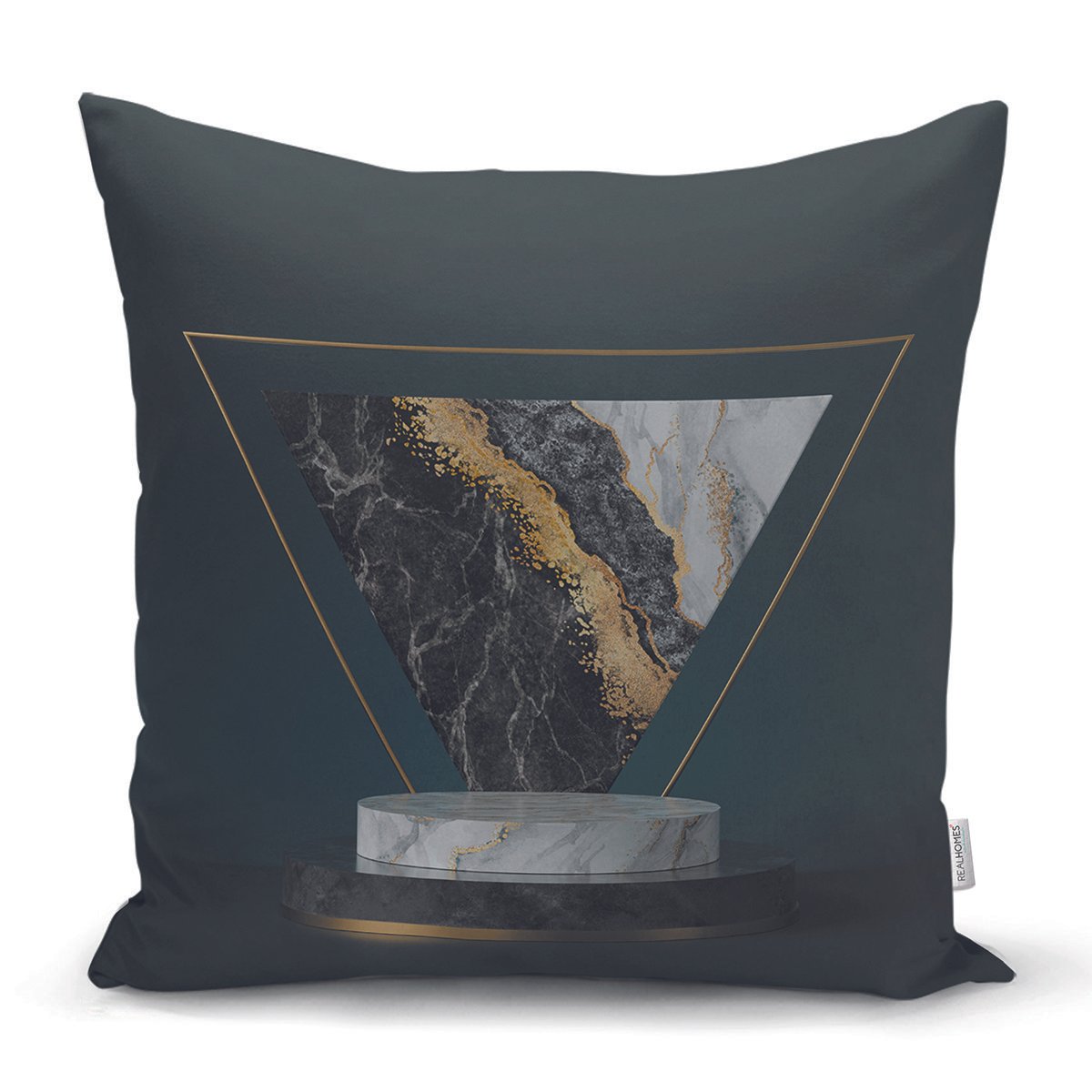 Rh-K6005-Mermer-Ve-Altinli-Ucgen-3D-Desenli-Dijital-Baskili-Dekoratif-Yastik-Kirlent-Kilifi