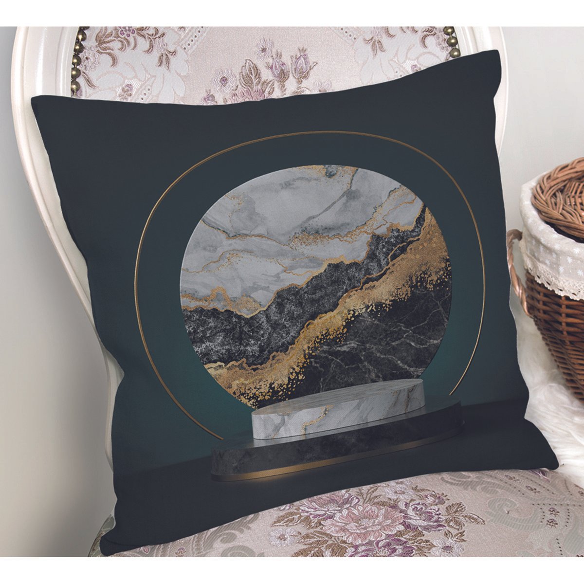 Rh-K6007-Mermer-Ve-Altinli-3D-Daire-Desenli-Dijital-Baskili-Dekoratif-Yastik-Kirlent-Kilifi-1