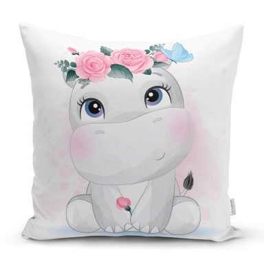 Sevimli Bebek Suaygırı Çocuk Odası Dijital Baskılı Dekoratif Yastık Kırlent Kılıfı