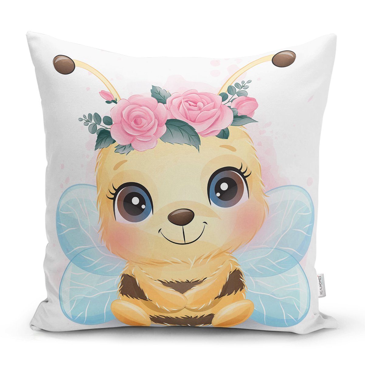 Rh-K6624-Sevimli-Ari-Cocuk-Odasi-Dijital-Baskili-Dekoratif-Yastik-Kirlent-Kilifi