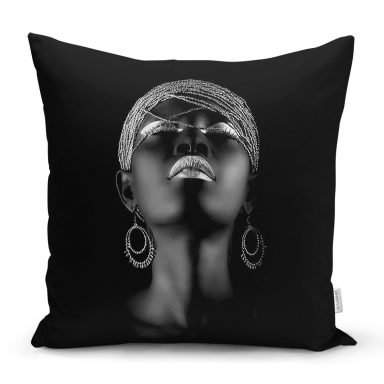 Siyahi Afrika Kadın Modern Dijital Baskılı Dekoratif Yastık Kırlent Kılıfı