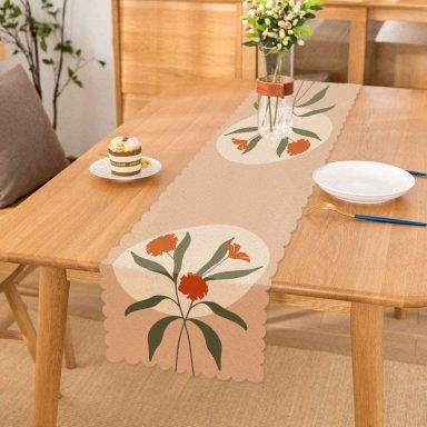 Soft Renkli Onedraw Çizimli Çiçek Desenli Dijital Baskılı Modern Runner