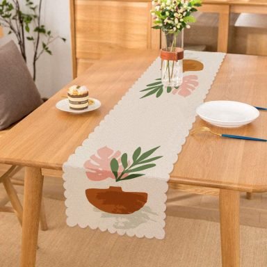 Pastel Renkli Zemin Üzerinde Onedraw Çizimli Dijital Baskılı Modern Runner