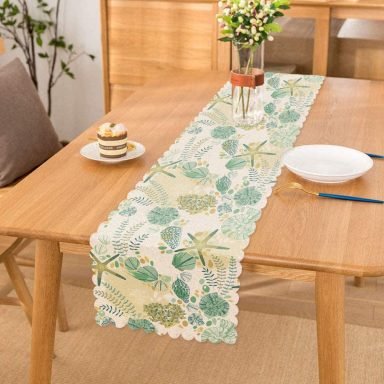 Beyaz Zemin Üzerinde Deniz Yıldızı Desenli Dijital Baskılı Modern Runner