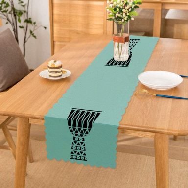 Renkli Zemin Üzerinde Onedraw Çizimli Kupa Desenli Dijital Baskılı Modern Runner