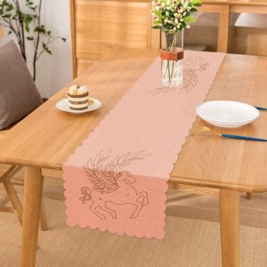 Pastel Zemin Üzerinde Unicorn Desenli Dijital Baskılı Modern Runner