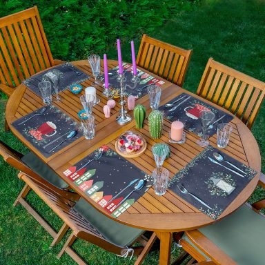 6'lı Lacivert Renkli Happy New Year Temalı Amerikan Servis Seti