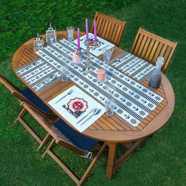 4+1 Denizci Çapası Tasarımlı Amerikan Servis & Runner Seti