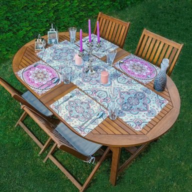 4+1 Mandala Desenli Amerikan Servis & Runner Seti