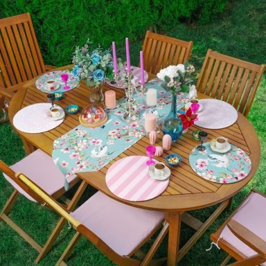 6+1'li Pembe & Mint Yeşili Home Sweet Home Temalı Supla Runner Seti