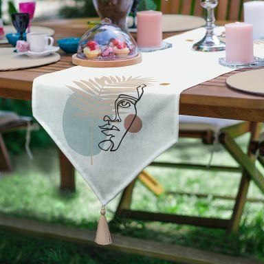 RealHomes Boho House Özel Tasarım Dekoratif Püsküllü Şönil Üçgen Runner