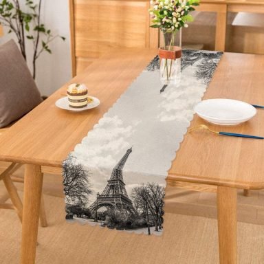 Eyfel Kuleli Dijital Baskılı Dekoratif Runner