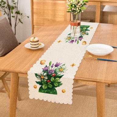 Pastel Renkli Çiçek Tasarımlı Dijital Baskılı Modern Runner
