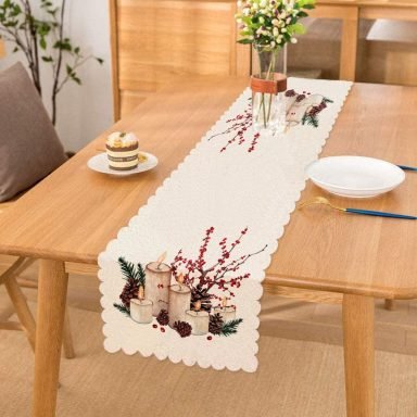 Mum & Kozalak Tasarımlı Christmas Temalı Dijital Baskılı Dekoratif Runner