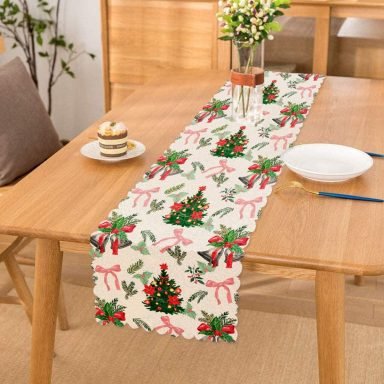 Özel Tasarım Christmas Temalı Dijital Baskılı Dekoratif Runner