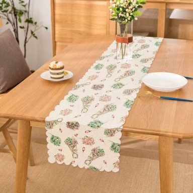 Çiçek Demetleri Özel Tasarım Dijital Baskılı Dekoratif Runner
