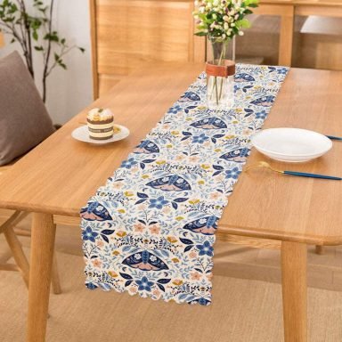 Çiçekli Özel Tasarım Dijital Baskılı Dekoratif Runner