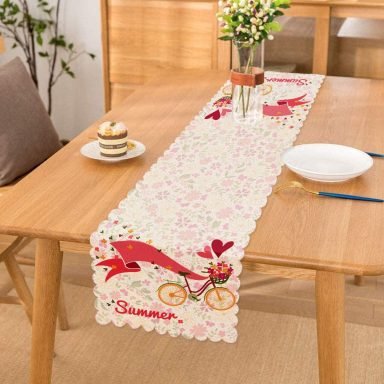 Modern Bisiklet Desenli Dijital Baskılı Dekoratif Runner
