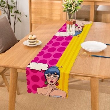 Pop Art Dijital Baskılı Dekoratif Özel Tasarım Runner