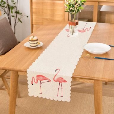 Pembe Flamingo Desenli Dijital Baskılı Runner