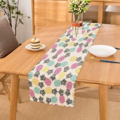 Renkli Ananas Desenli Dijital Baskılı Runner