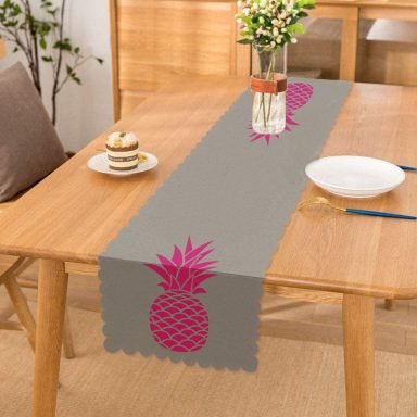 Gri Zemin Ananas Baskılı Dijital Runner