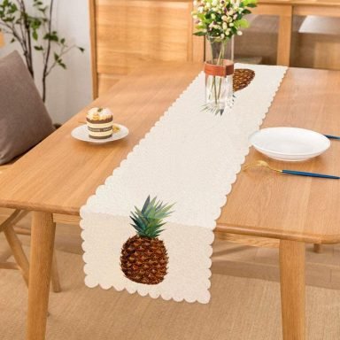Ananas Desenli Dijital Baskılı Dekoratif Runner