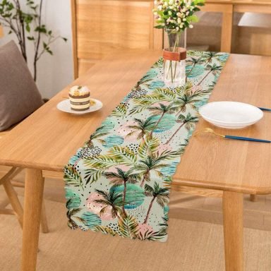 Livense Palmiye Çizim Dekoratif Runner