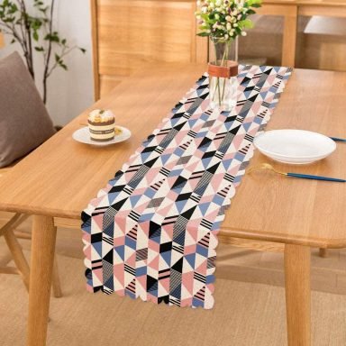 Modern Geometrik Desenli Dijital Baskılı Runner