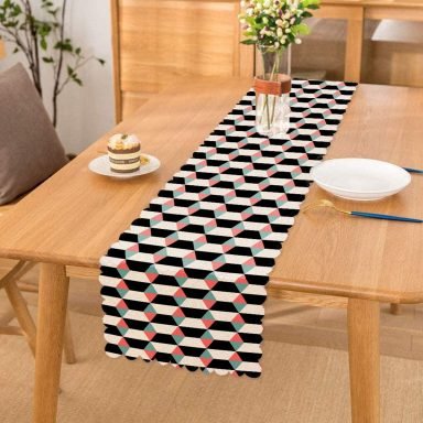 Livense Geometrik Şekilli Dekoratif Runner