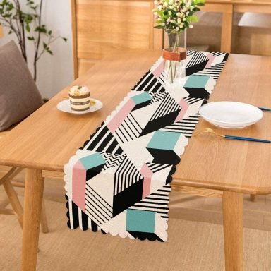 Modern Geometrik Şekilli Dijital Baskılı Runner