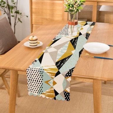Livense Modern Geometrik Şekiller Dijital Baskılı Runner
