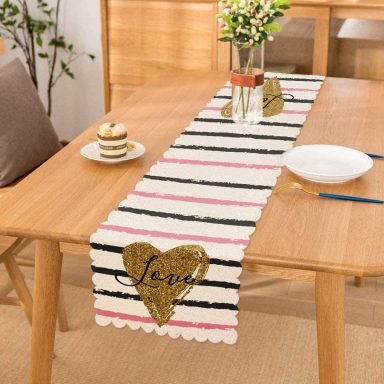 Love Yaldızlı Kalp Desenli Dijital Baskılı Modern Runner