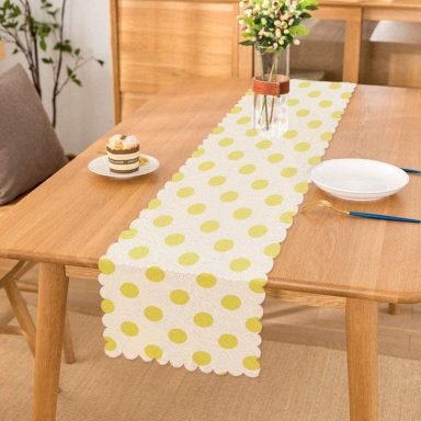 Sarı Puantiyeli Dijital Baskılı Dekoratif Runner