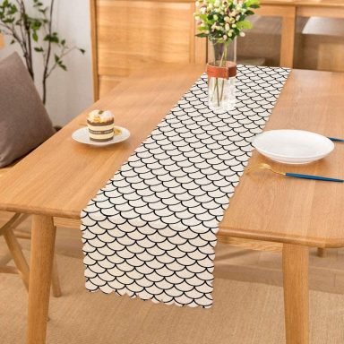 Siyah Geometrik Desenli Dijital Baskılı Modern Runner