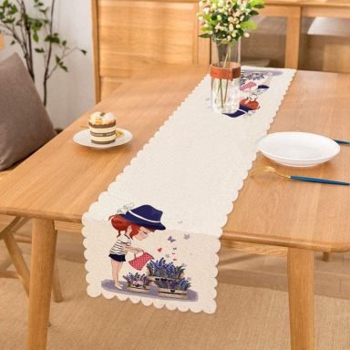 Kız Temalı Dijital Baskılı Dekoratif Runner