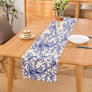Modern Sarmaşık Desenli Dijital Baskılı Dekoratif Runner