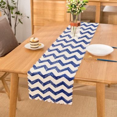 Püskürtme Desenli Zigzag Temalı Dijital Baskılı Runner