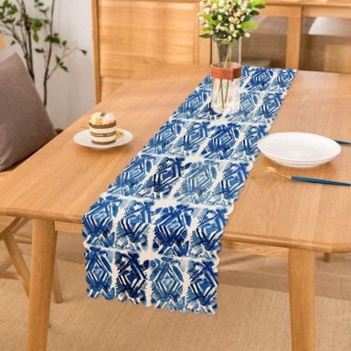 Geometrik Baklava Desenli Dijital Baskılı Modern Runner
