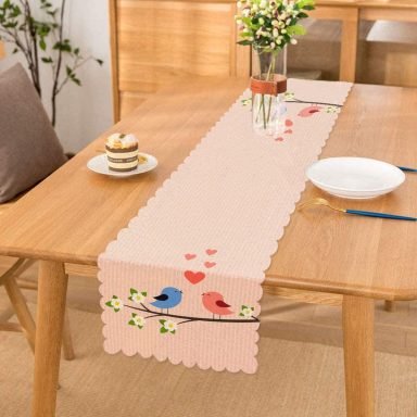 Daldaki Kuşlar Temalı Dijital Baskılı Modern Runner